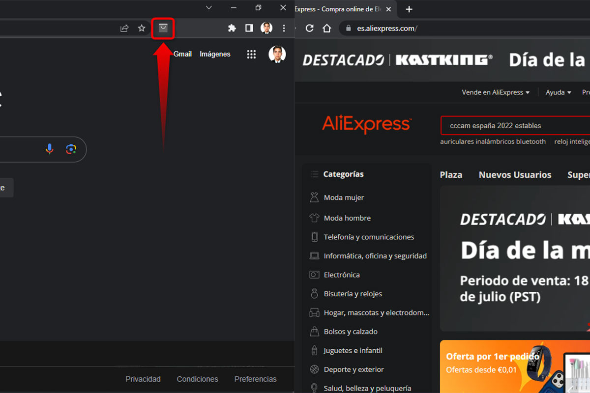 Así se ve la interfaz de AliExpress con modo oscuro