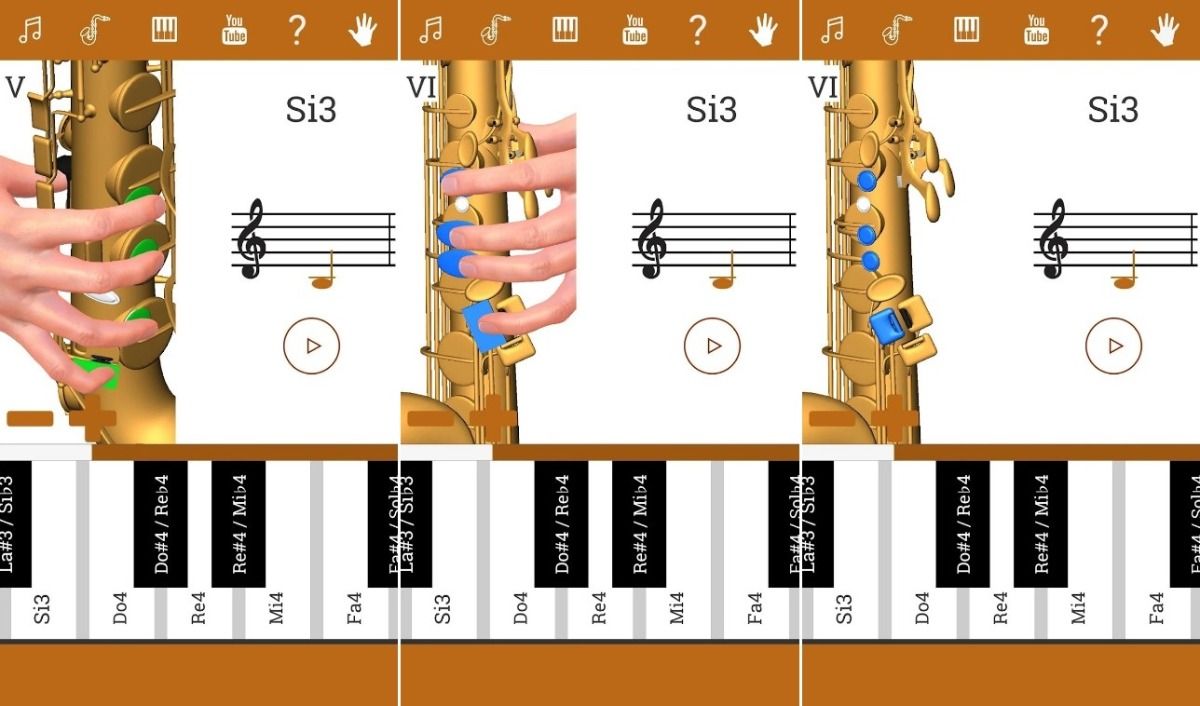 3D Saxofón Notas - como tocar saxofón