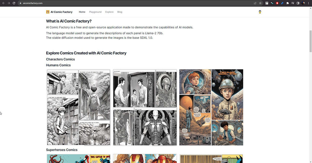 AI Comic Factory, la plataforma diseñada para crear historietas