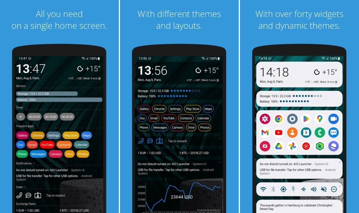 AIO Launcher personaliza tu pantalla con una variedad de widgets