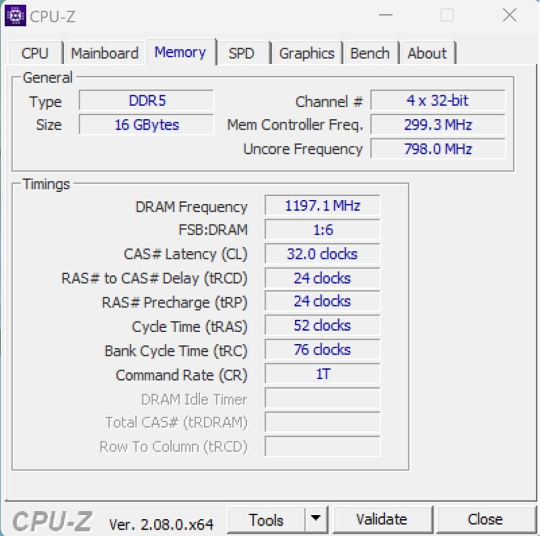ASUS ZenBook S 13 OLED CPU-Z RAM