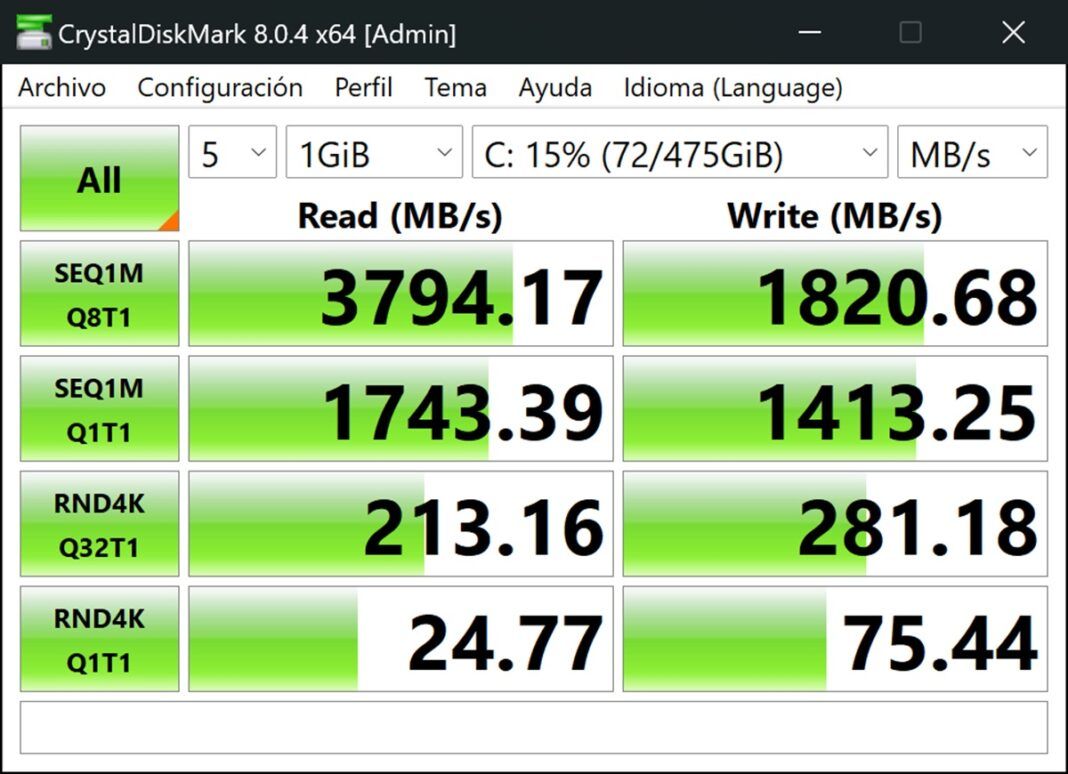 ASUS ZenBook S 13 OLED velocidad SSD