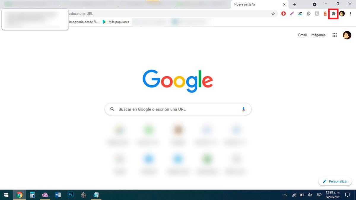 Abrir extensiones en Chrome