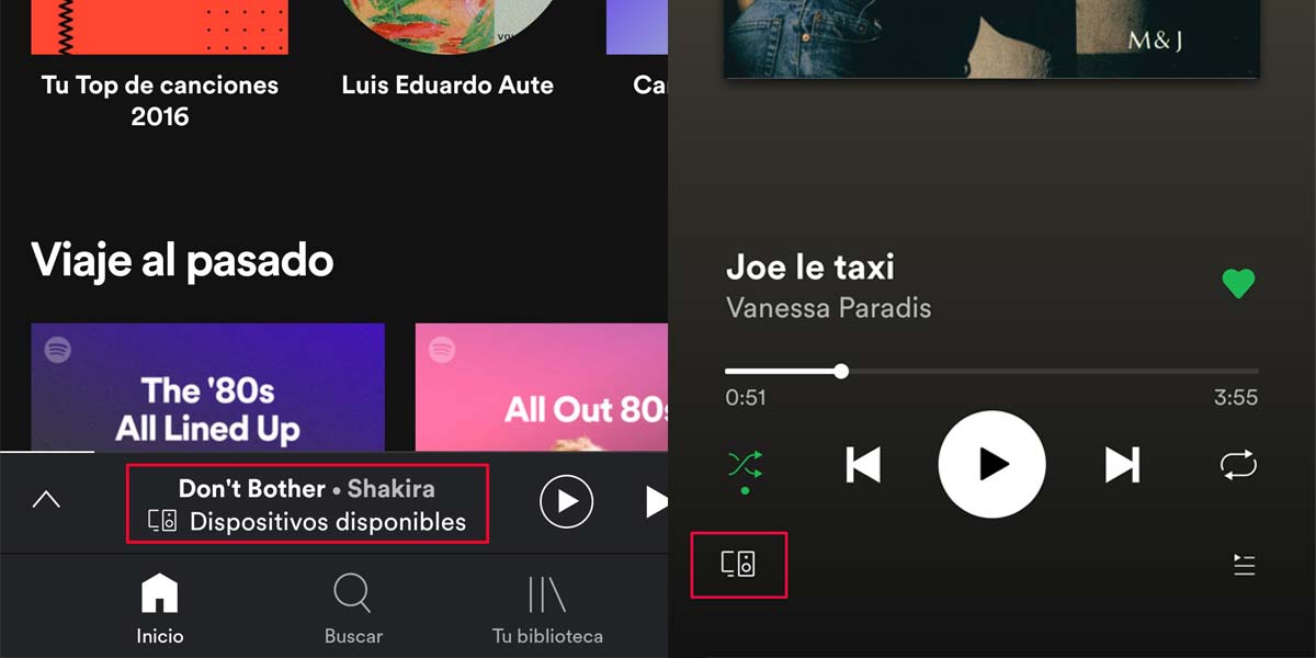Acceder a dispositivos compatibles con Spotify