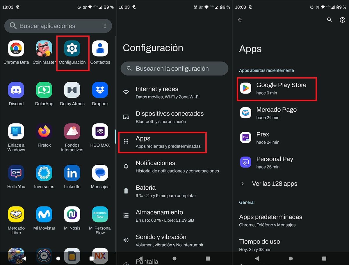 Acceder a los ajustes de Google Play Store en Android