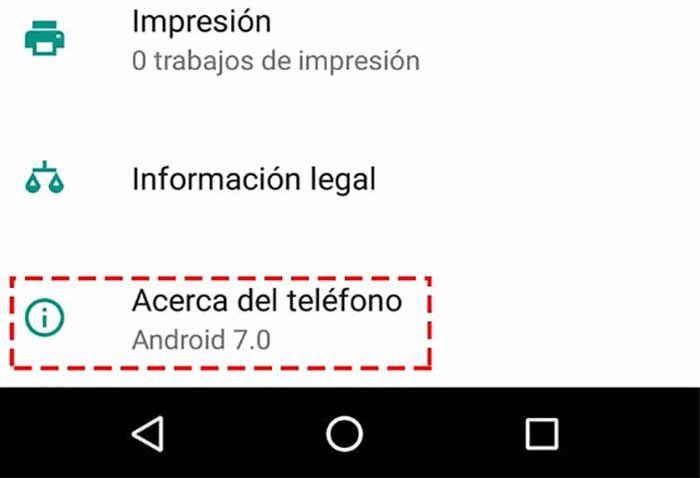 Acerca del telefono Android