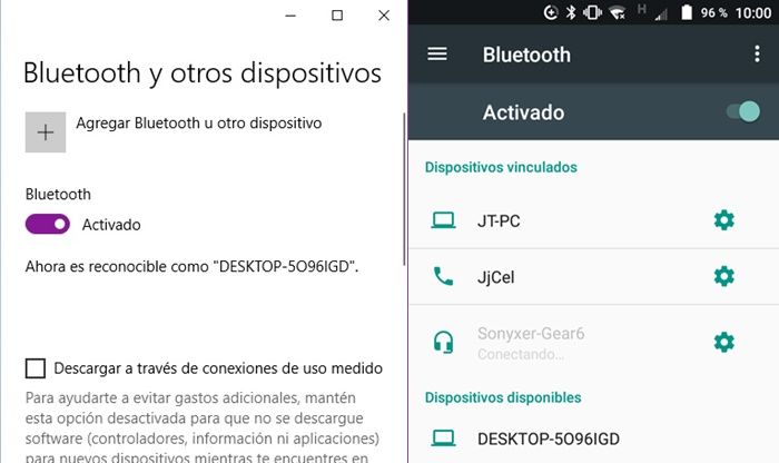 Activar Bluetooth en Windows y Android