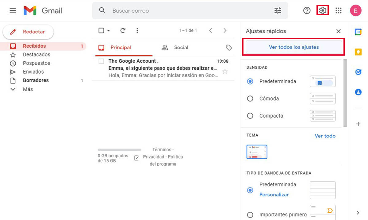 Activar Gmail sin conexion paso 1