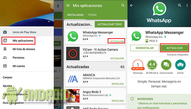 Actualizar WhatsApp Android