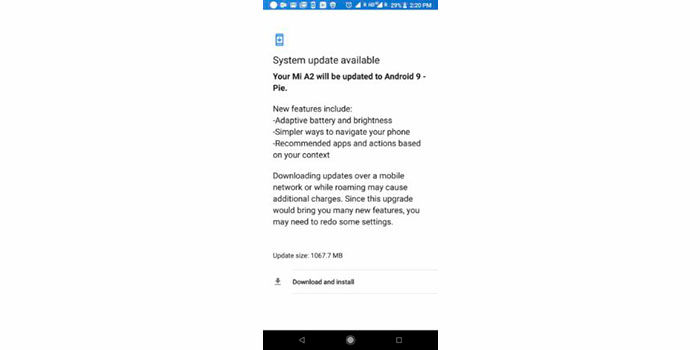 Actualizar Xiaomi Mi A2 Android 9 Pie