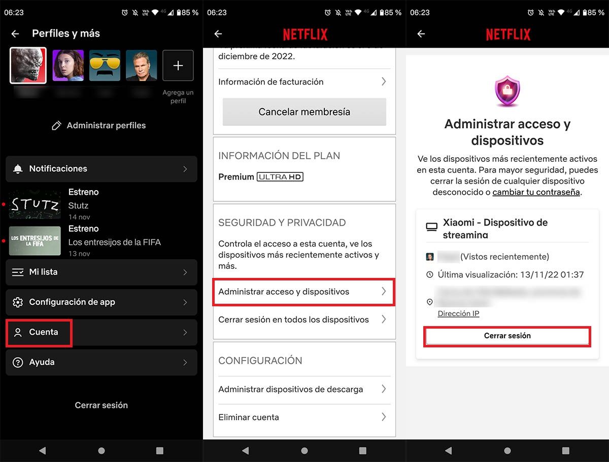 Administrar acceso y dispositivos en Netflix desde el movil