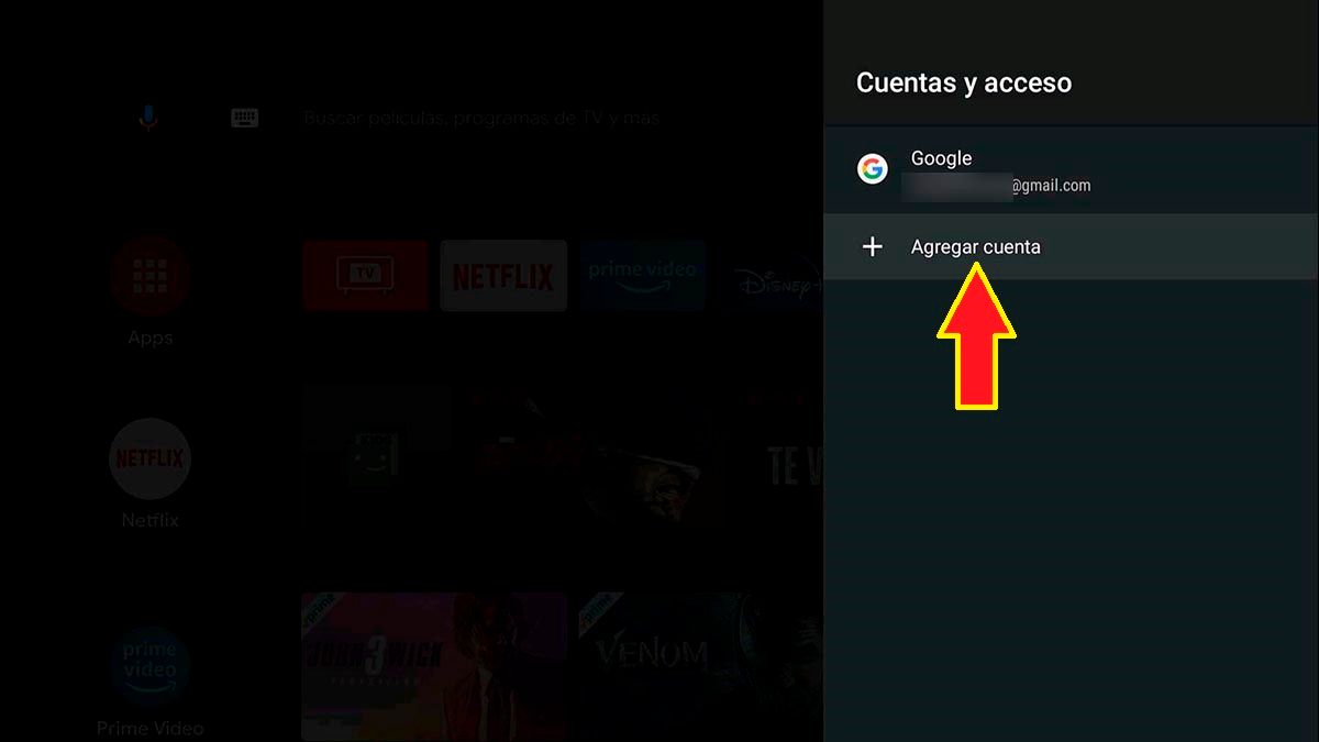 Agregar cuenta de Google Android TV