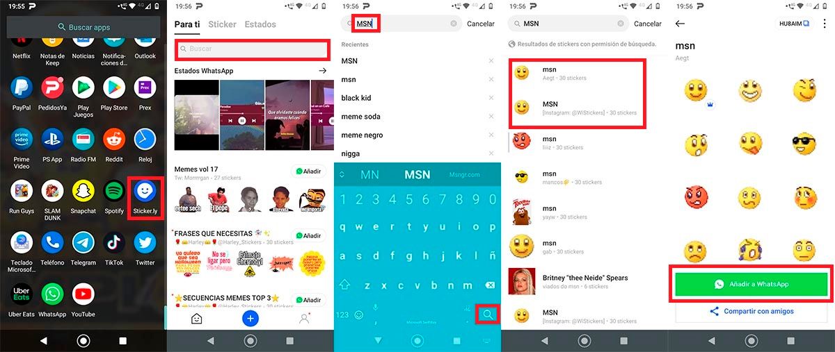 Agregar emojis MSN en WhatsApp Stickerly