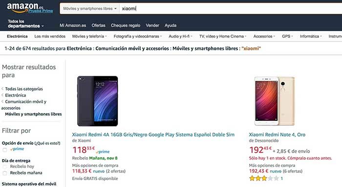 Amazon vuelve vender Xiaomi