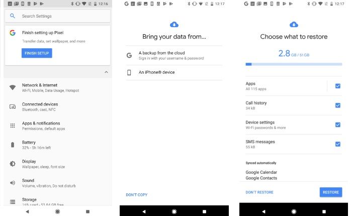 Android Oreo proceso para restaurar datos en smartphones