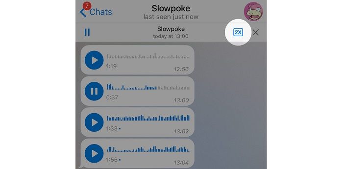 Audios con el doble de velocidad en Telegram