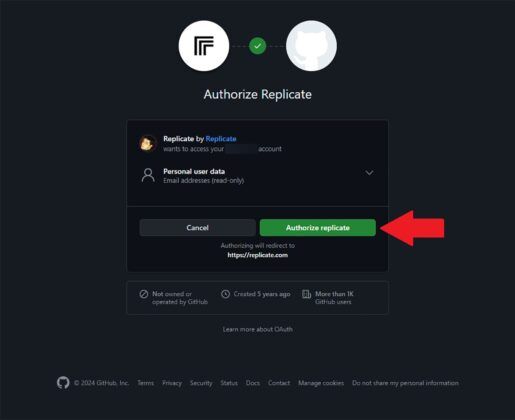 Autorizar a Replicate a acceder a tu cuenta de Github
