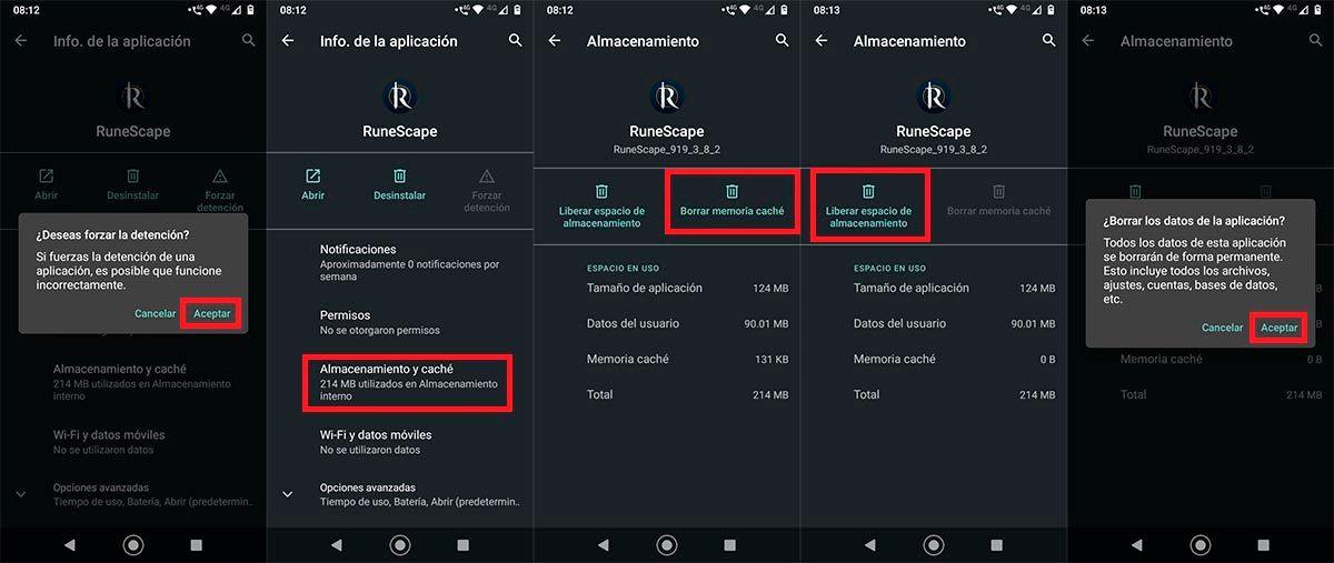 Borrar cache RuneScape Android