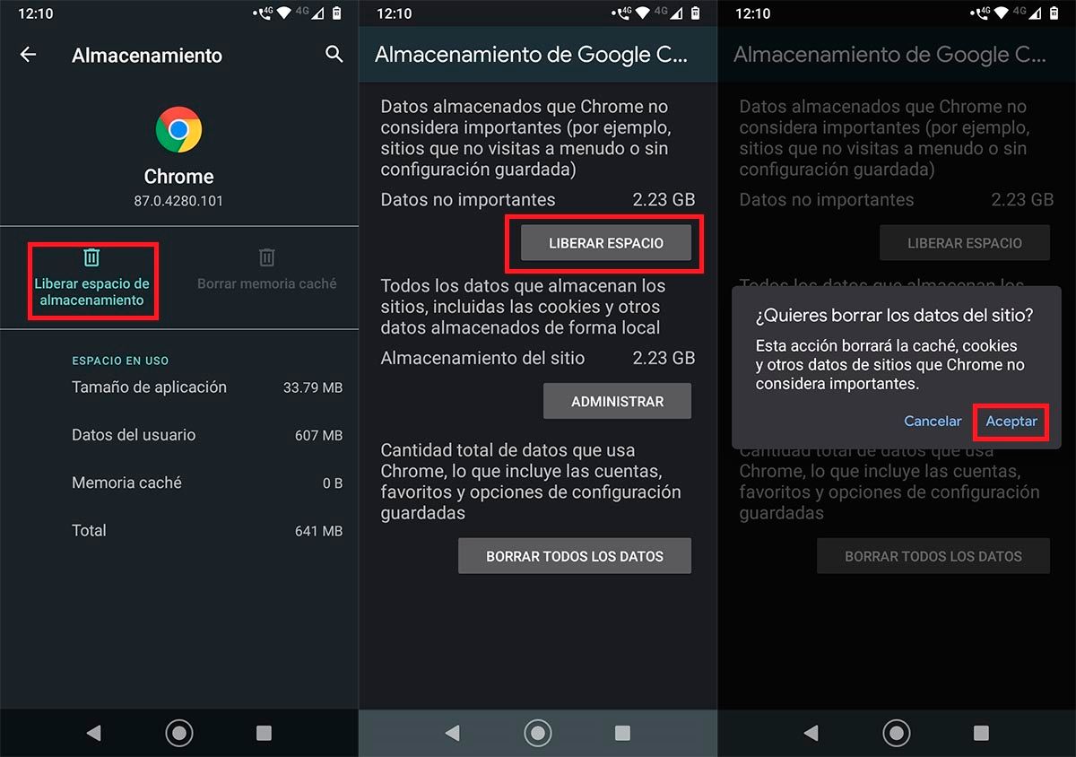Borrar datos de navegacion Chrome en Android