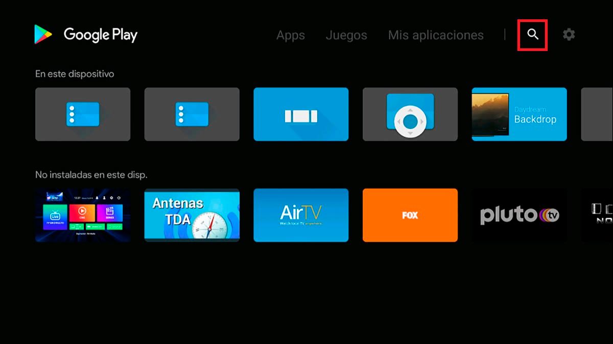 Buscar apps Play Store Android TV