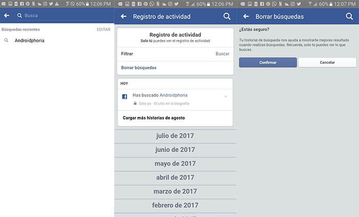 Cómo eliminar el historial de Facebook