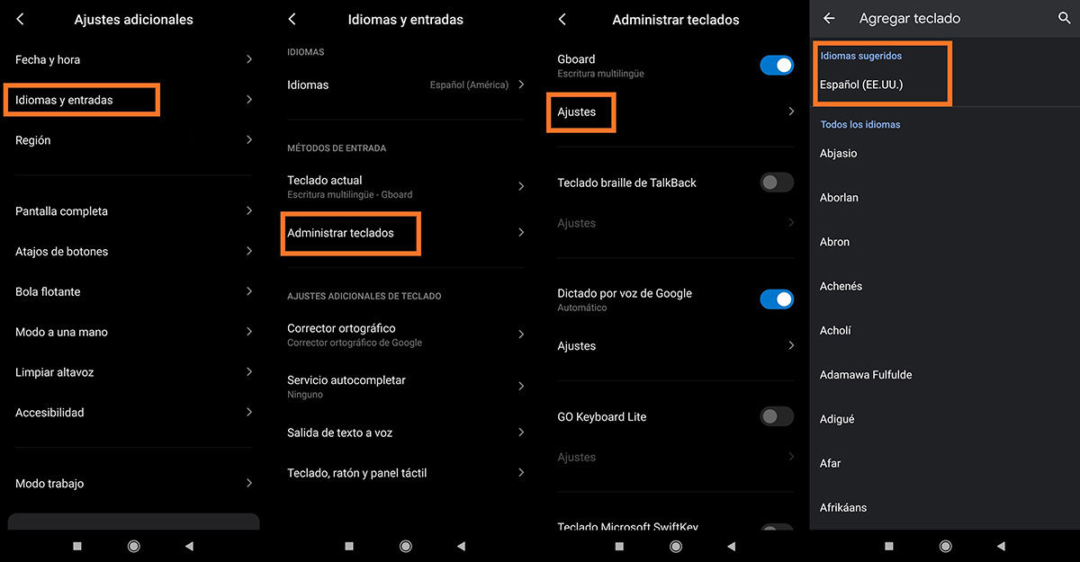 Cambiar el idioma del teclado en Android