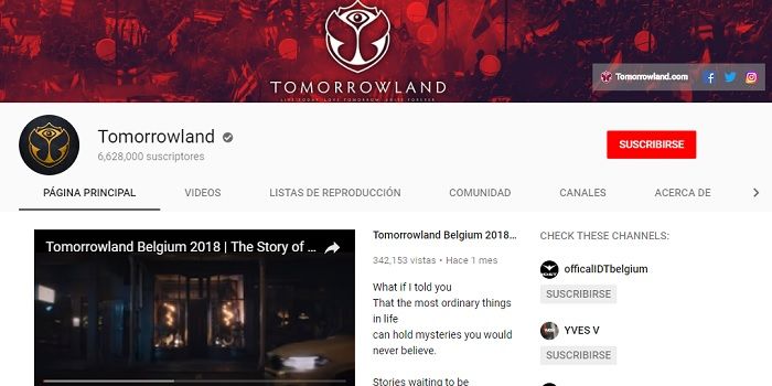 Canal oficial Tomorrowland YouTube