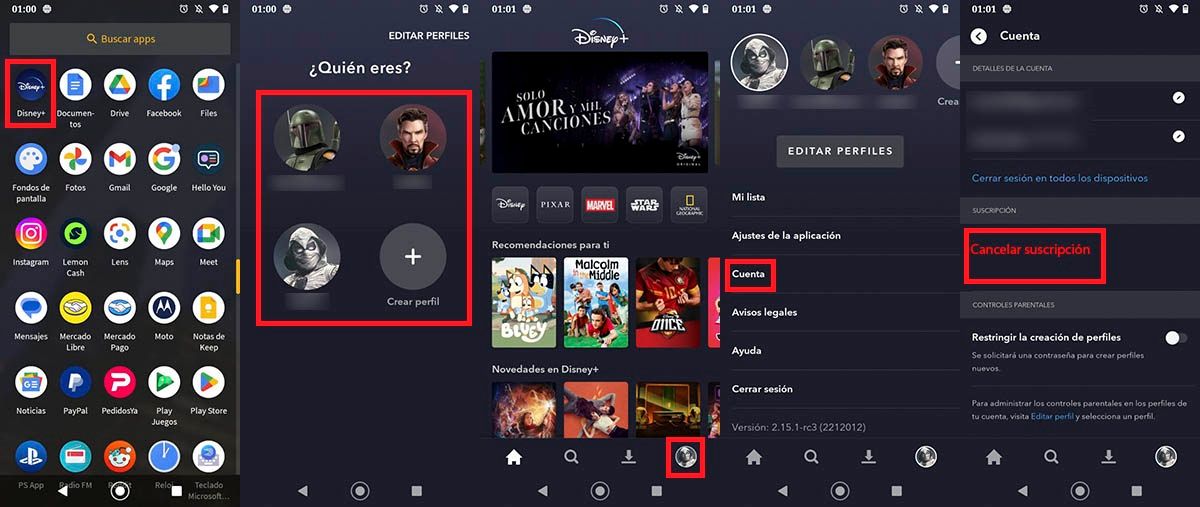 Cancelar suscripcion a Disney Plus desde el movil