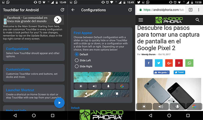 Capturas de pantalla de TouchBar for Android