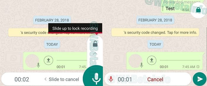 Capturas enviar notas de voz en WhatsApp sin mantener pulsado