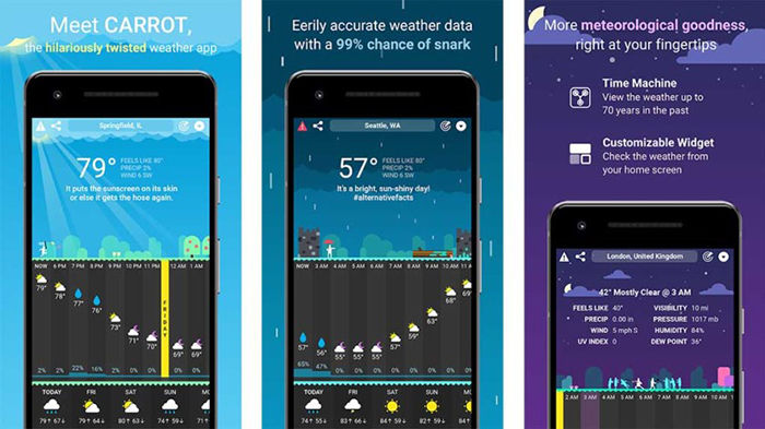 Carrot Weather Aplicacion del clima para Android