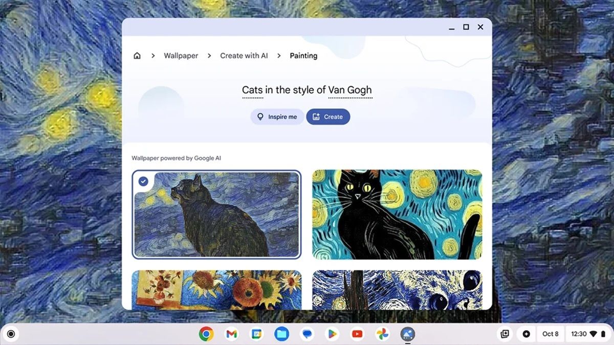 Chromebook Plus trae una funcion para generar fondos de pantalla con IA