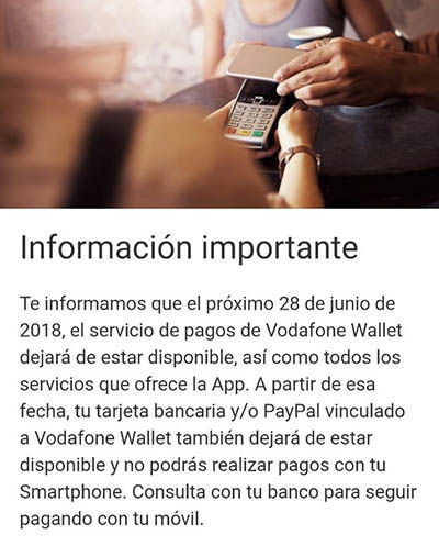 Cierre de Vodafone Wallet
