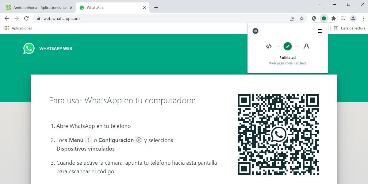 Code Verify la extensión con la que puedes usar WhatsApp Web de una forma mas segura