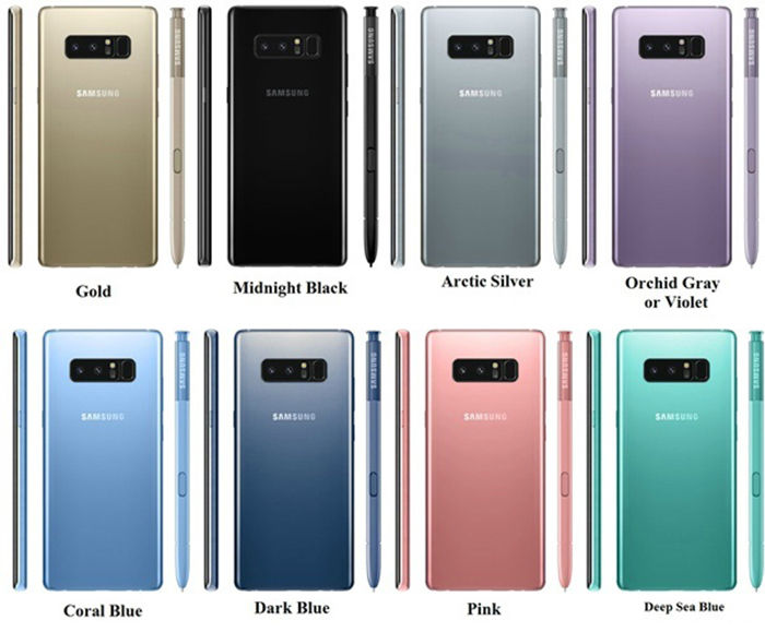 Colores Galaxy Note 8
