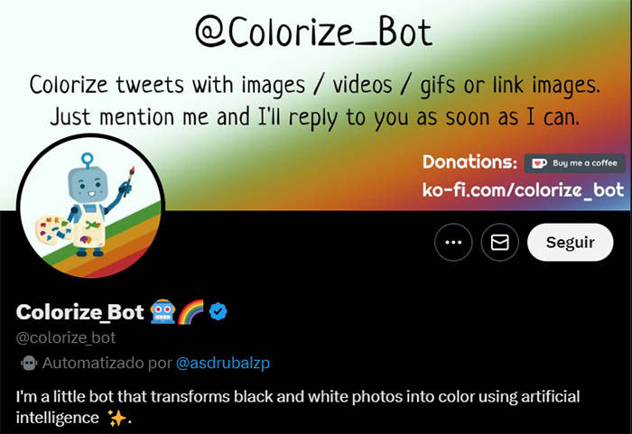 Colorize Bot de Twitter que colorea imagenes