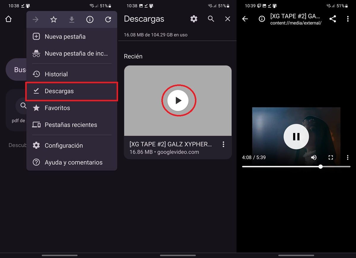 Como abrir video descargado en pestana de Chrome desde Android