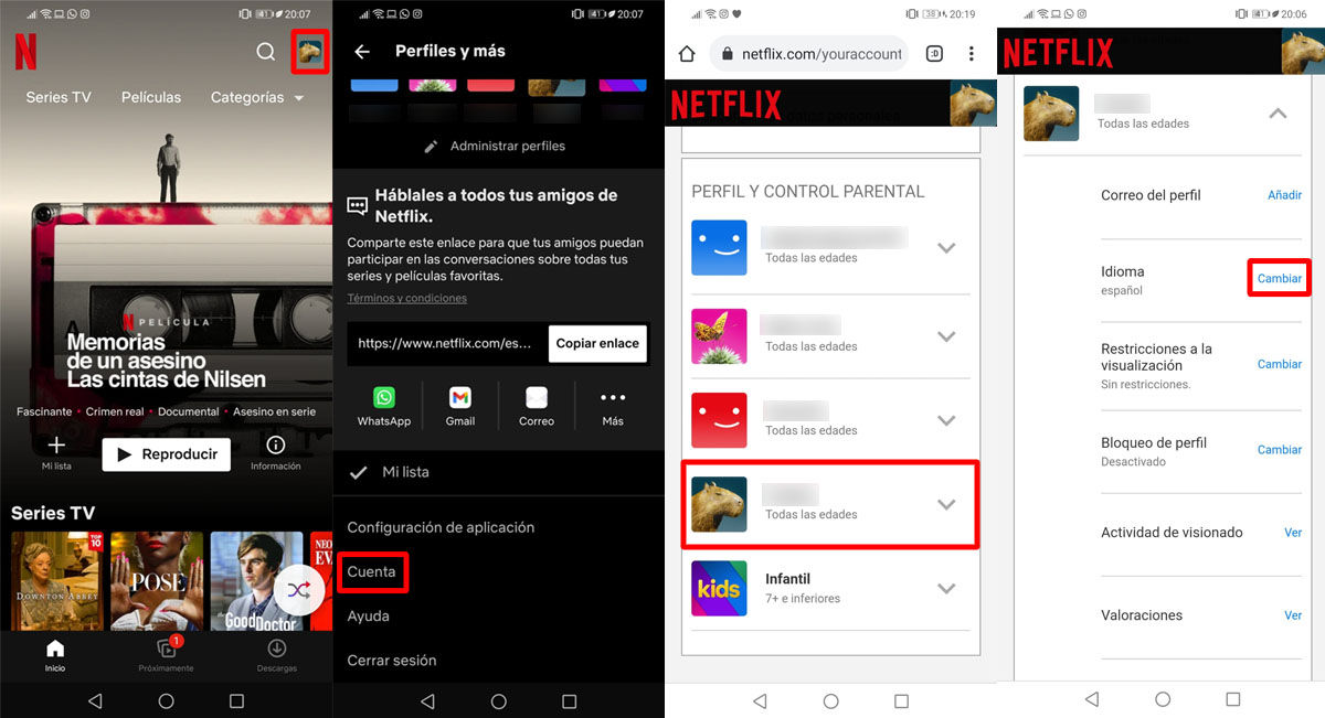 Cómo acceder a los ajustes de tu cuenta de la app de Netflix
