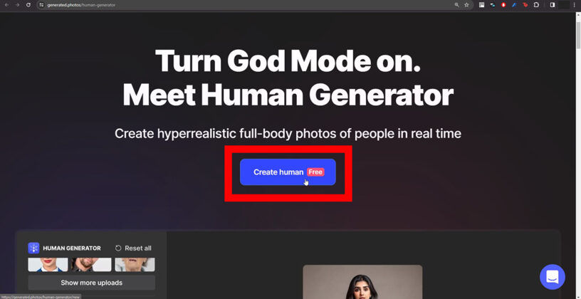 Cómo crear una imagen de una persona hiperrealista con Human Generator 1