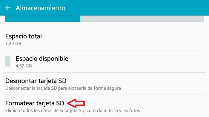 Como formatear tarjeta microSD en Android Paso 3