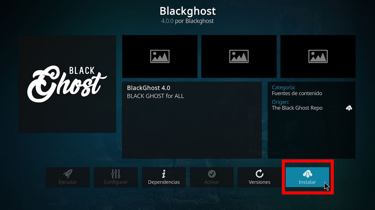 Cómo instalar Black Ghost en Kodi 15