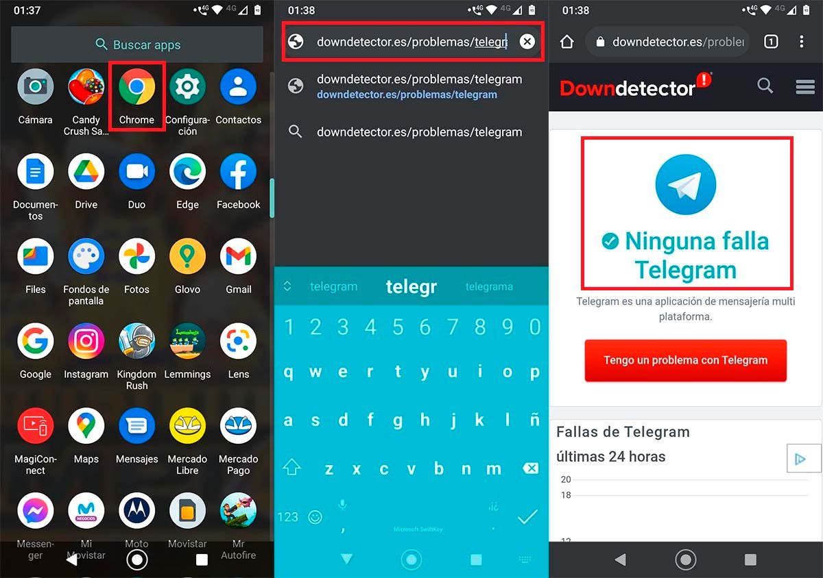 Como saber si Telegram esta caido
