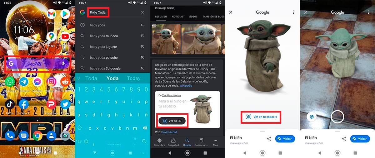 Como ver a Baby Yoda en 3D con Google