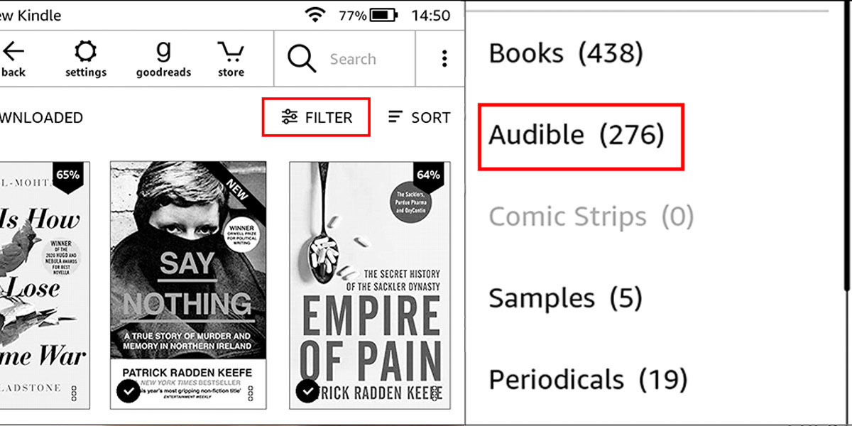 Como voltar a ver los Audibles salvos em sua biblioteca do eBook Amazon Kindle