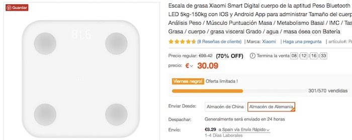 Comprar Xiaomi Scale en TomTop de oferta