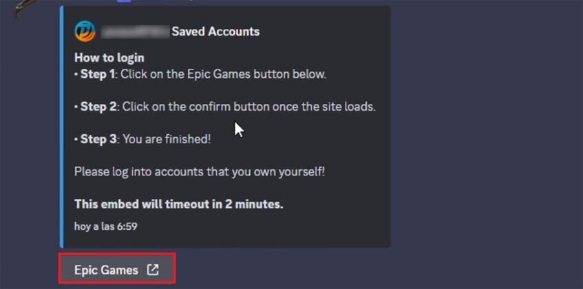 Conectar cuenta de Epic Games con el bot de Discord