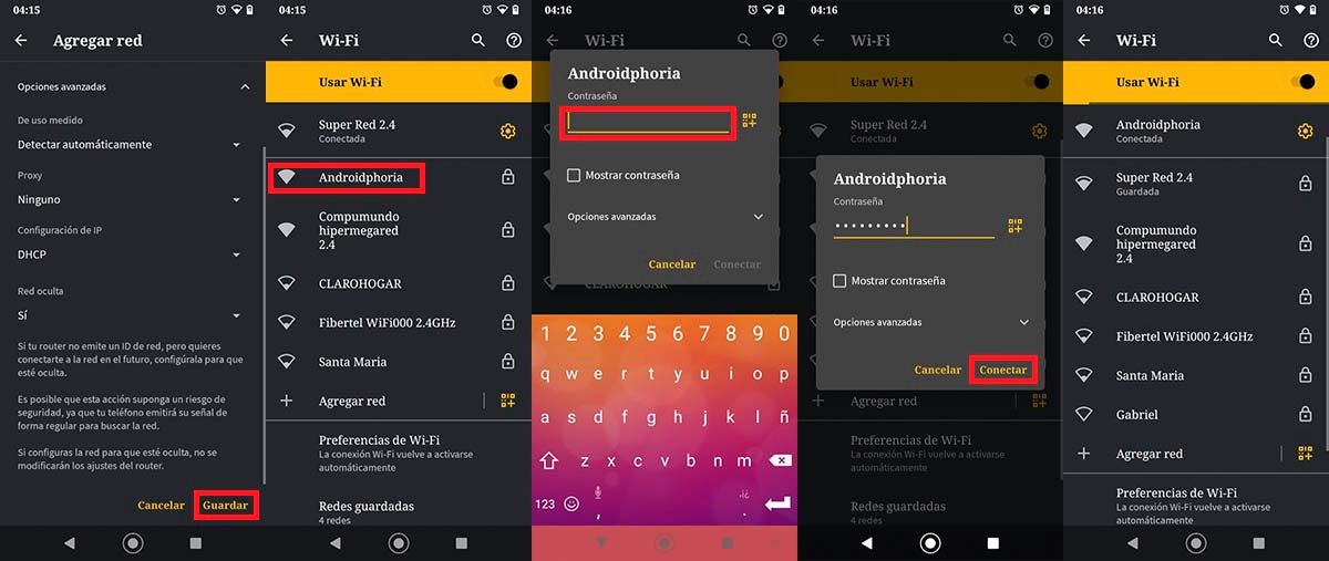 Conectarse a red WiFi oculta Android