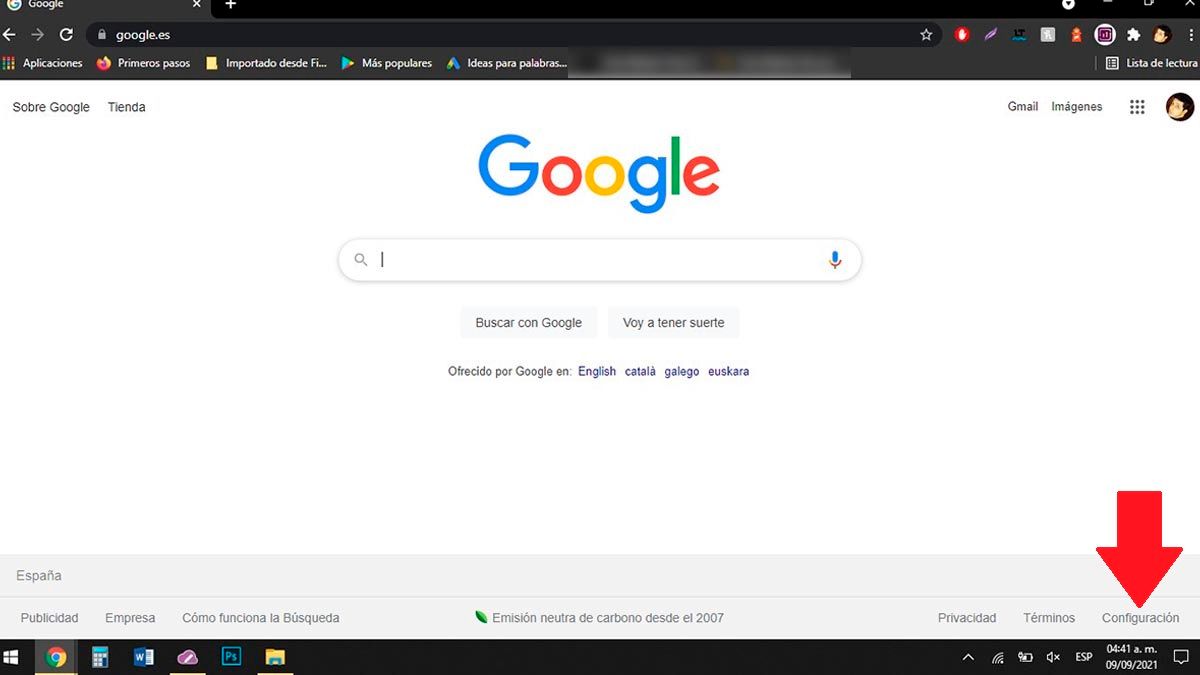 Configuracion buscador Google PC