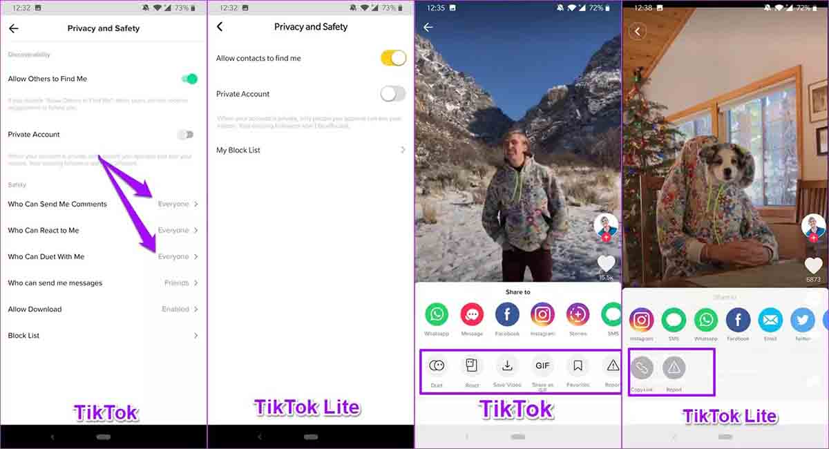 Configuración privacidad TikTok y TikTok Lite