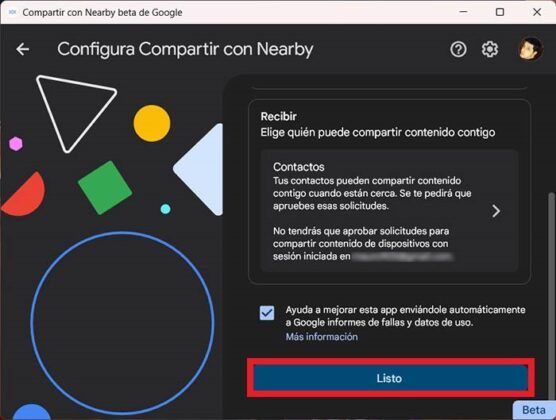 Configurar Nearby Share en Windows